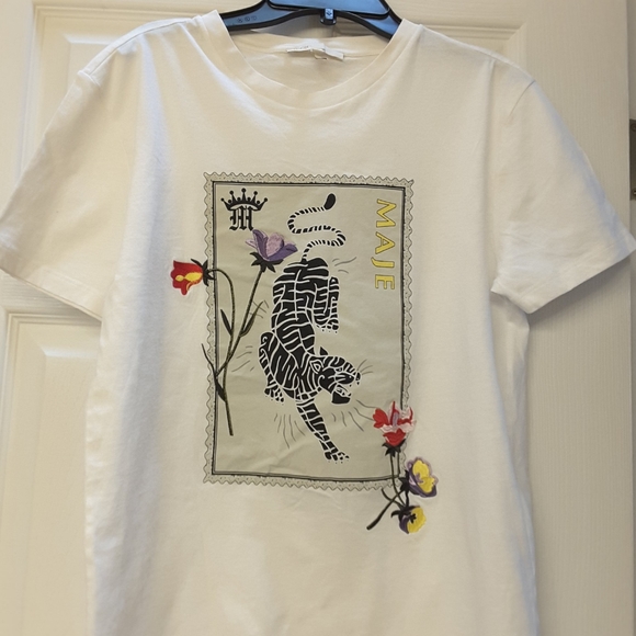 Maje Tops - MAJE  Taiki print-motif -jersey T-shirt! EUC!